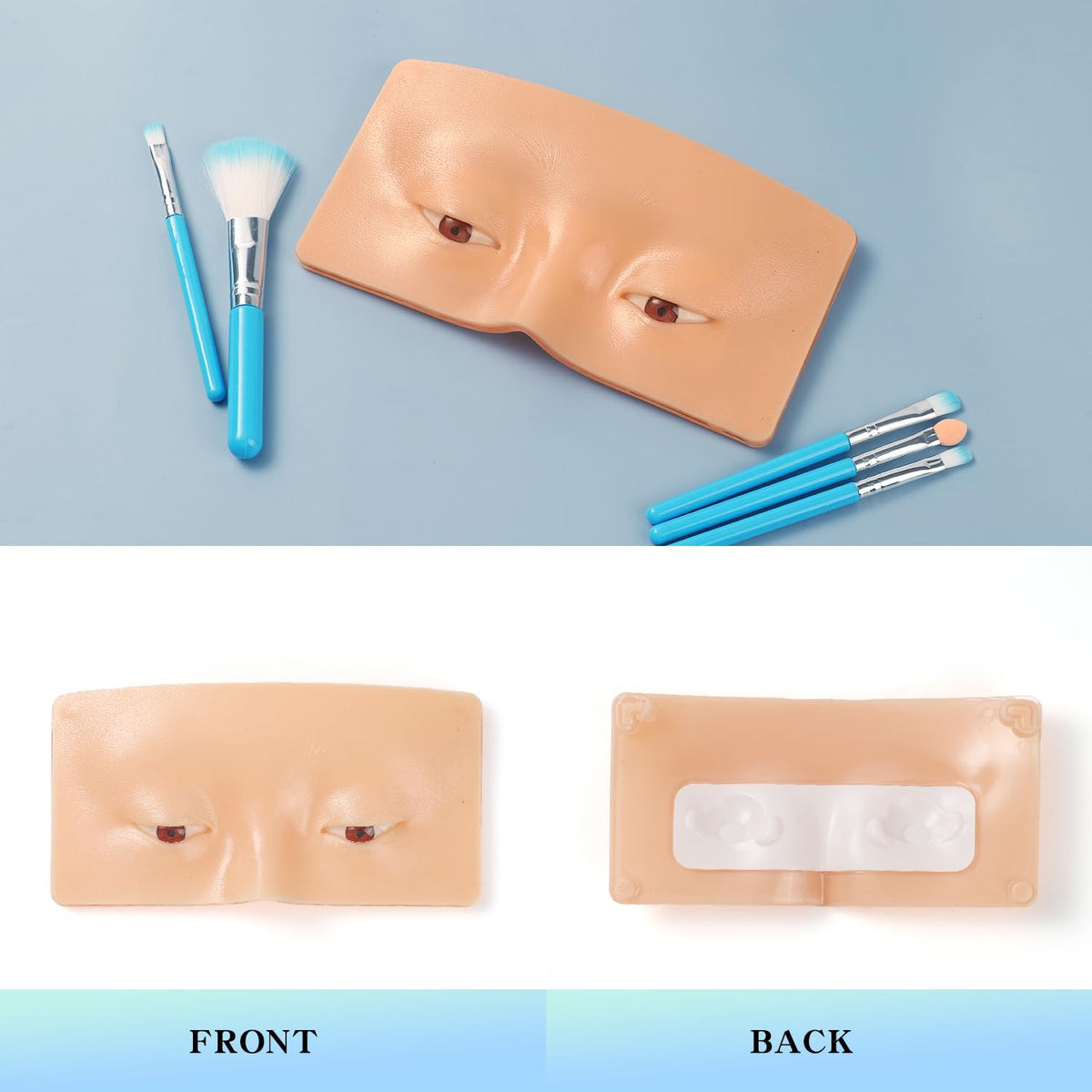 Makeup Practice Face Board, 3D Reusable Silicone Make up Mannequin Face with 5PCS Makeup Brush, Eye Make up Practice Board for Beginner or Professional Enthusiasts