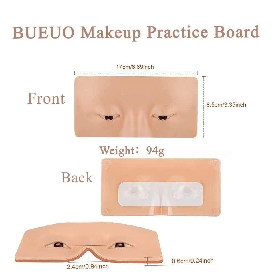 Makeup Practice Face Board, 3D Reusable Silicone Make up Mannequin Face with 5PCS Makeup Brush, Eye Make up Practice Board for Beginner or Professional Enthusiasts