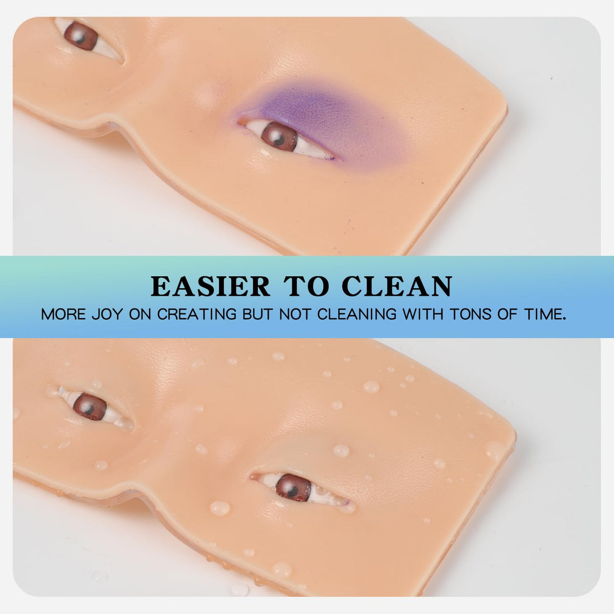 Makeup Practice Face Board, 3D Reusable Silicone Make up Mannequin Face with 5PCS Makeup Brush, Eye Make up Practice Board for Beginner or Professional Enthusiasts