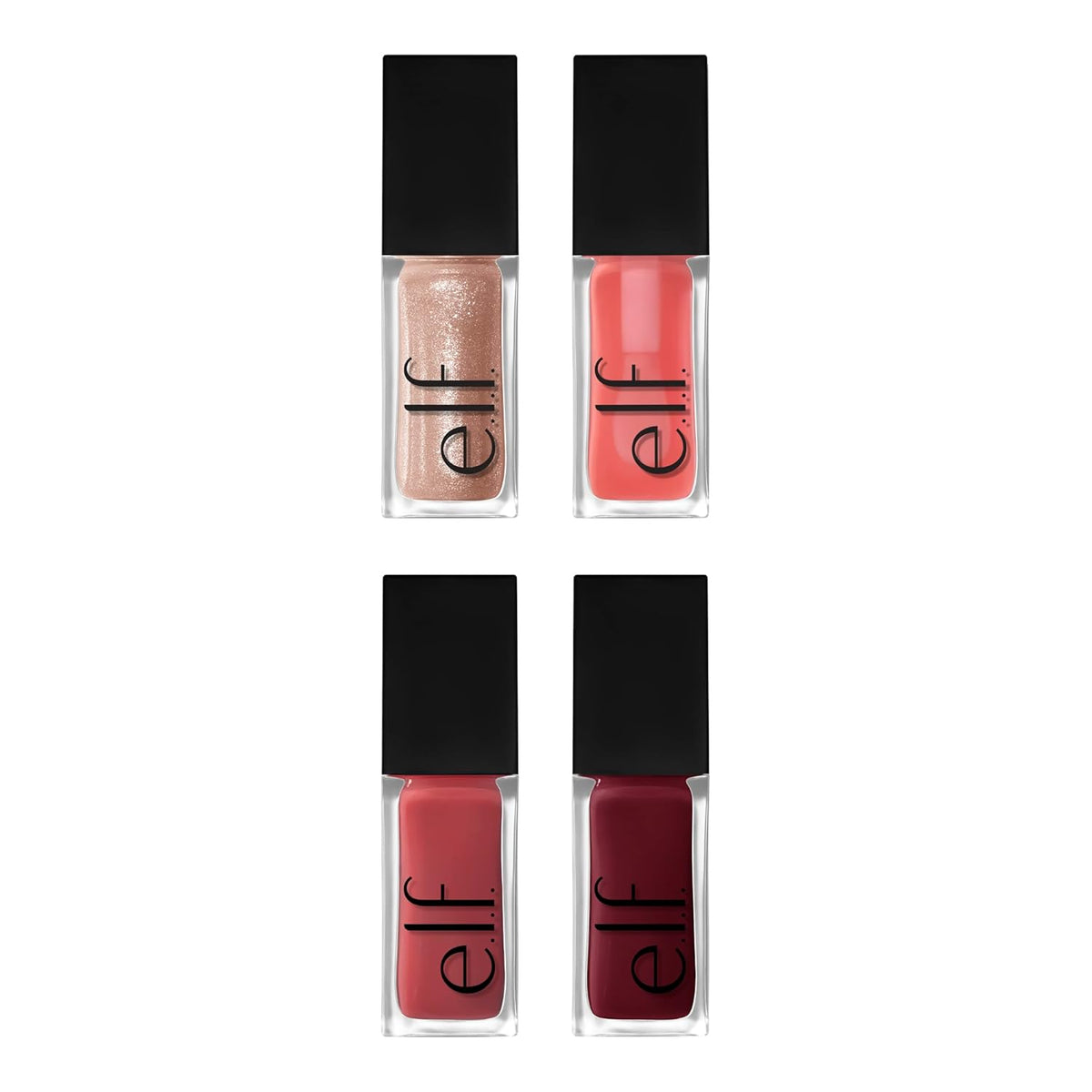 Glow Reviver Quad Goals Lip Oil Kit, 4 Hydrating, Non-Sticky Glossy Tinted Lip Oils, Lip Gloss Set, Moisturizing Lip Care, Vegan & Cruelty-Free